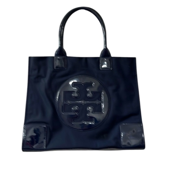 Tory Burch Handbags - Tory Burch Ella Patent Tote Bag - Navy Blue Nylon & Patent Leather